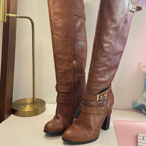 ALDO Chestnut brown knee-high heeled boots - Picture 1 of 5